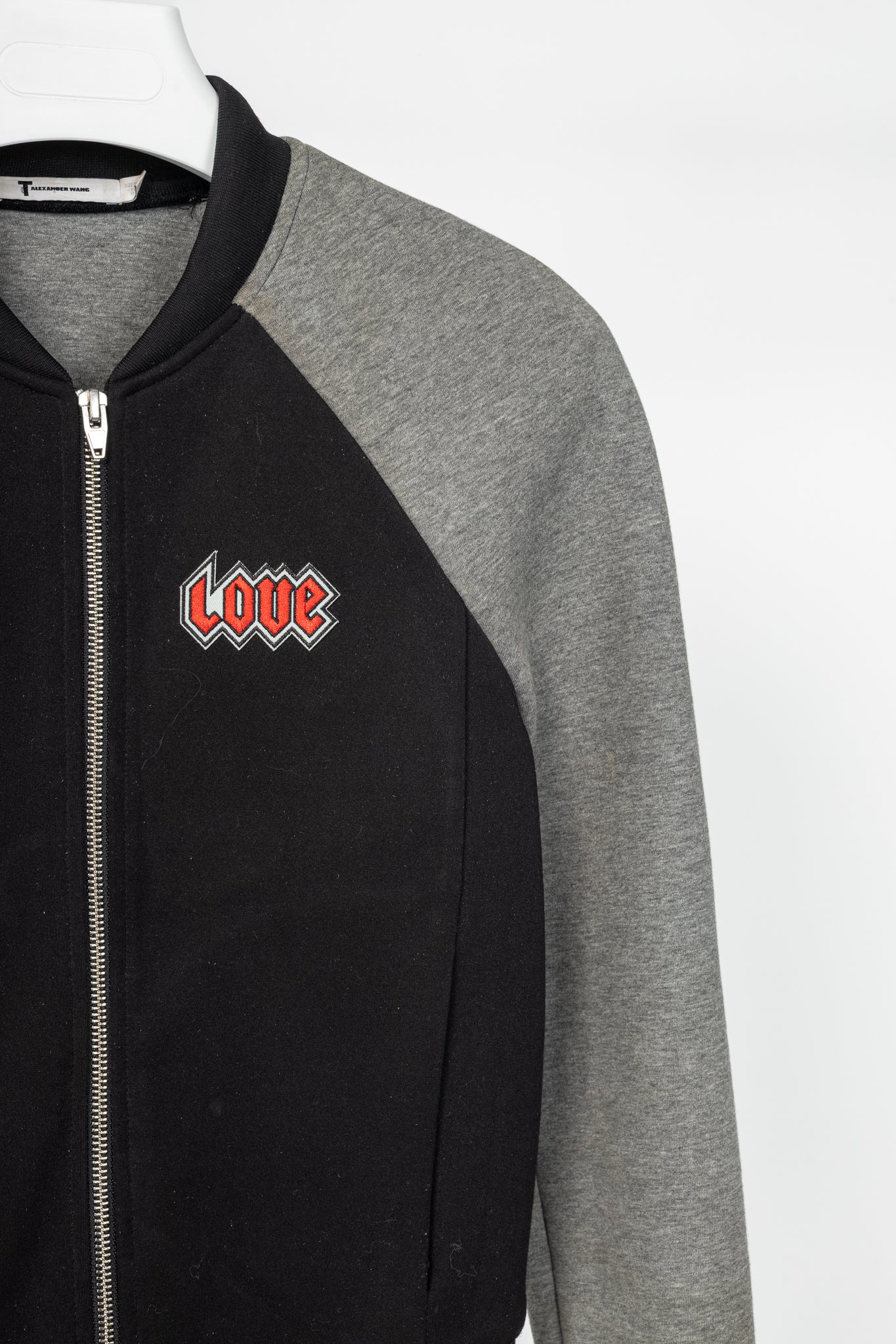 T by Alexander Wang Black & Grey Two-Tone Neoprene & Jersey Bomber Jacket