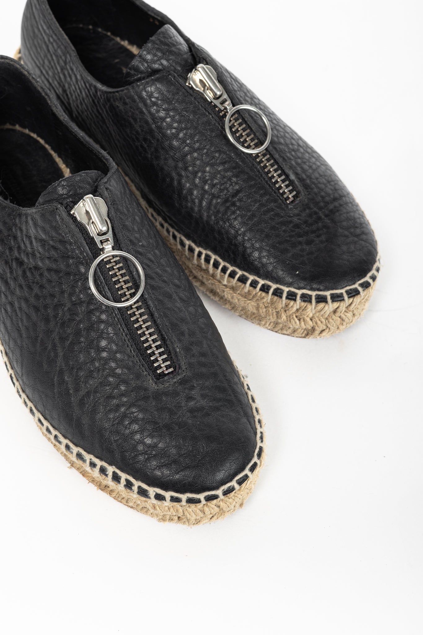 Alexander Wang Devon Black Leather Espadrille Sneakers