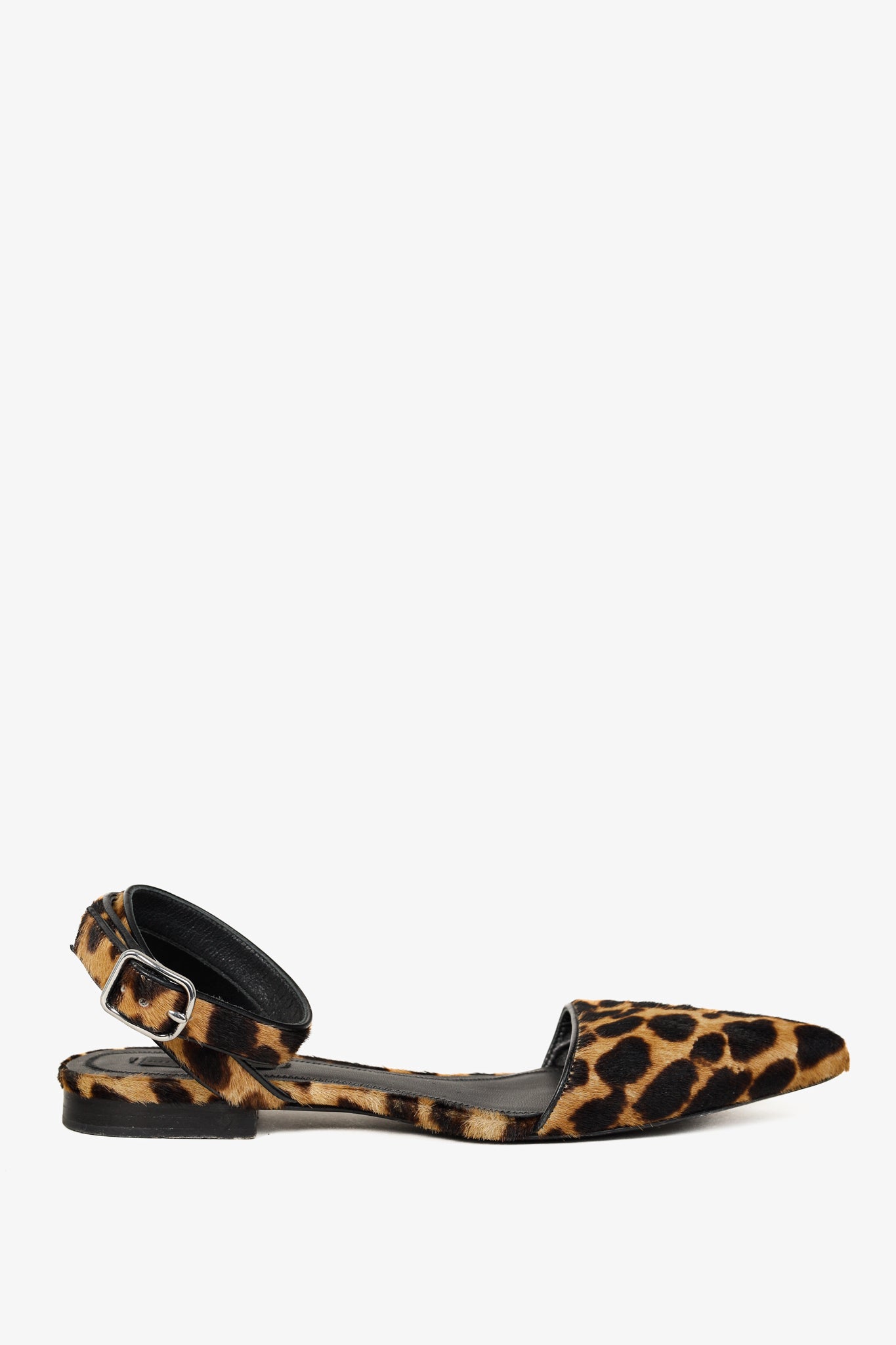Alexander Wang Lara Leopard-Print Calf-Hair Pointed-Toe Flats