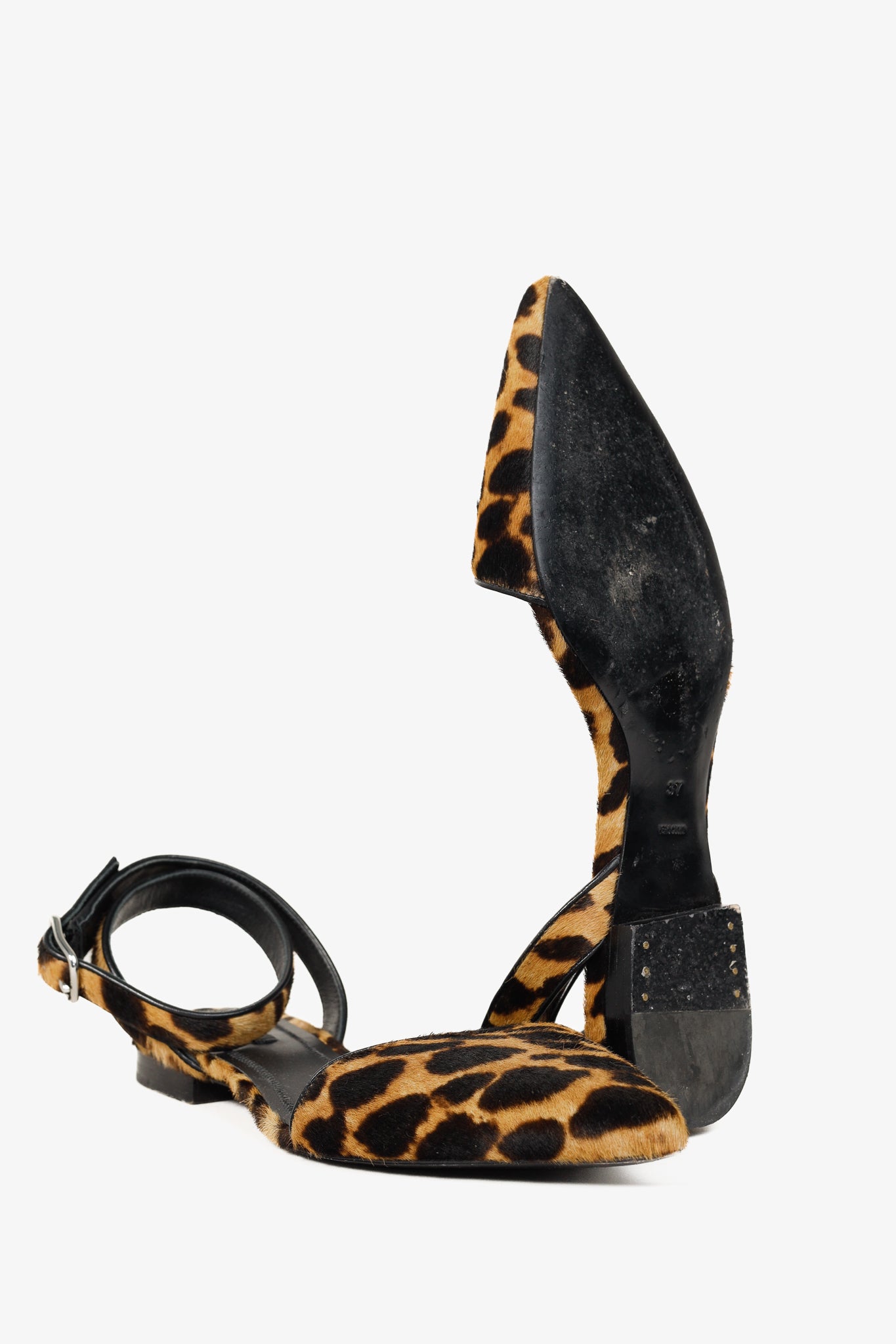 Alexander Wang Lara Leopard-Print Calf-Hair Pointed-Toe Flats