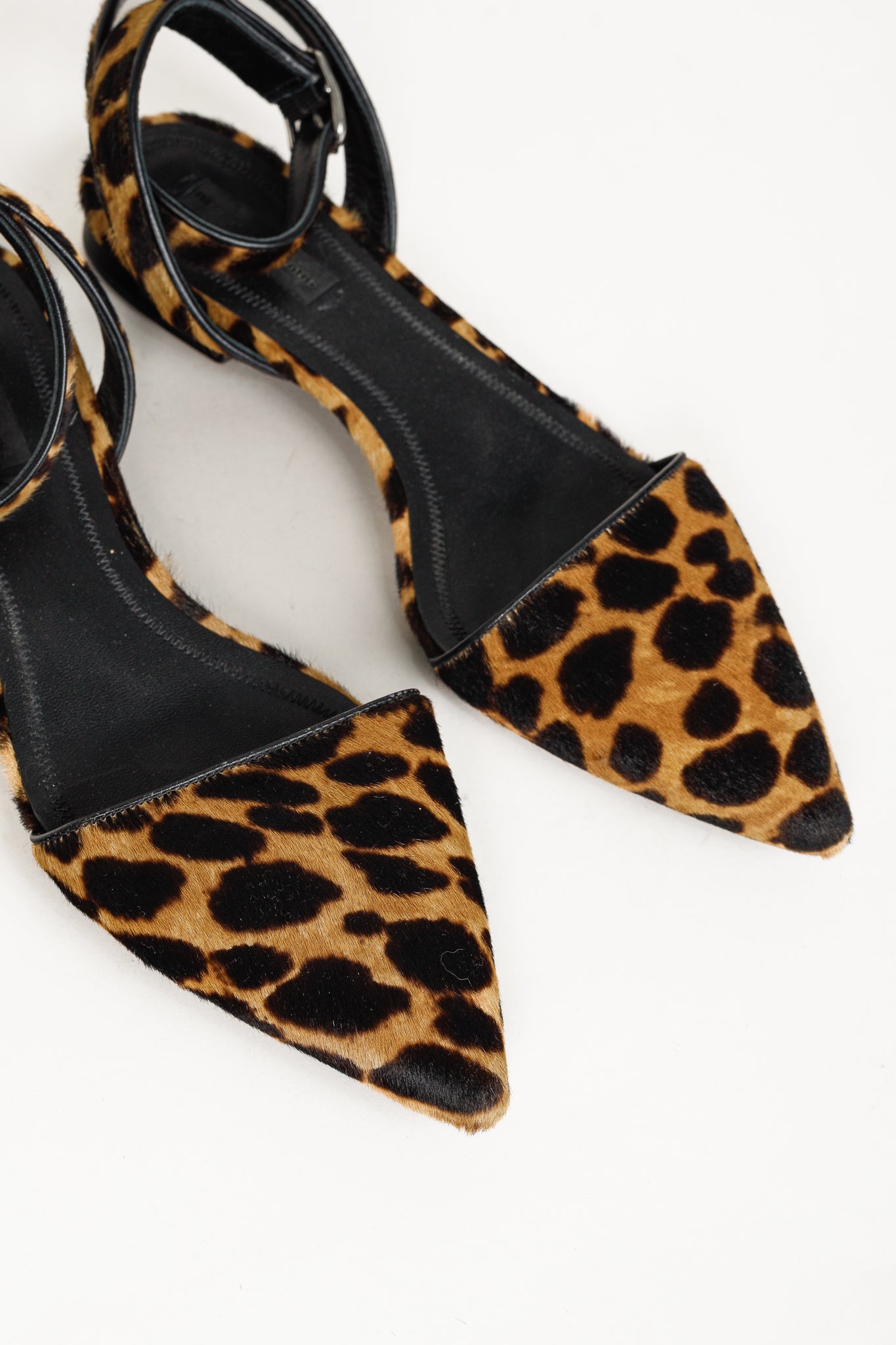 Alexander Wang Lara Leopard-Print Calf-Hair Pointed-Toe Flats
