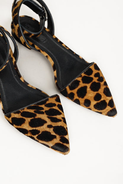 Alexander Wang Lara Leopard-Print Calf-Hair Pointed-Toe Flats