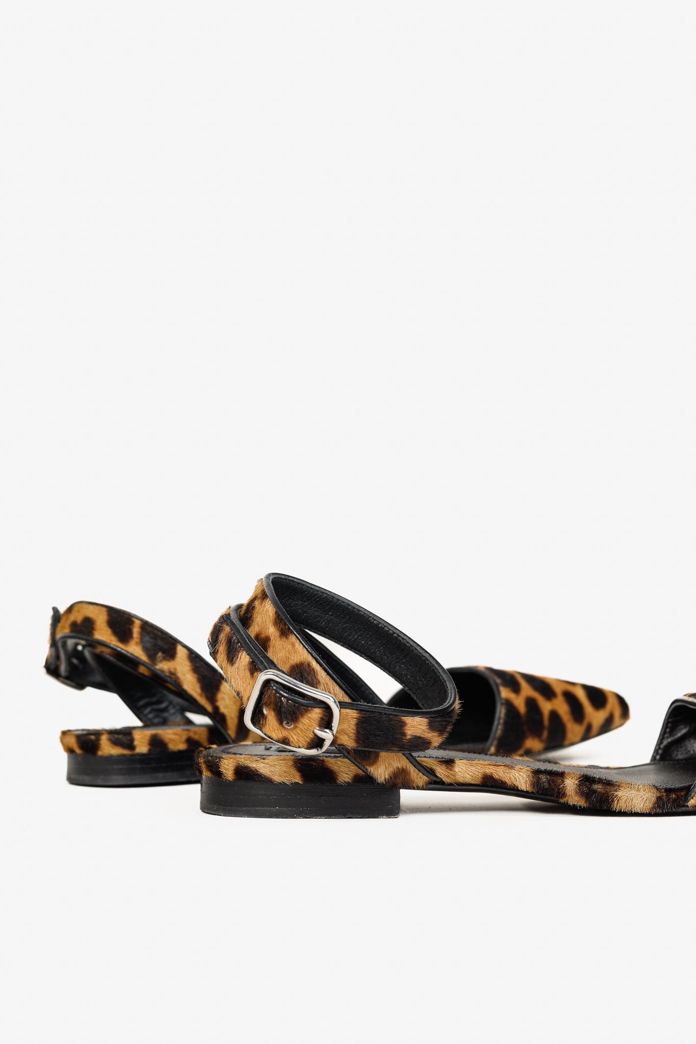 Alexander Wang Lara Leopard-Print Calf-Hair Pointed-Toe Flats