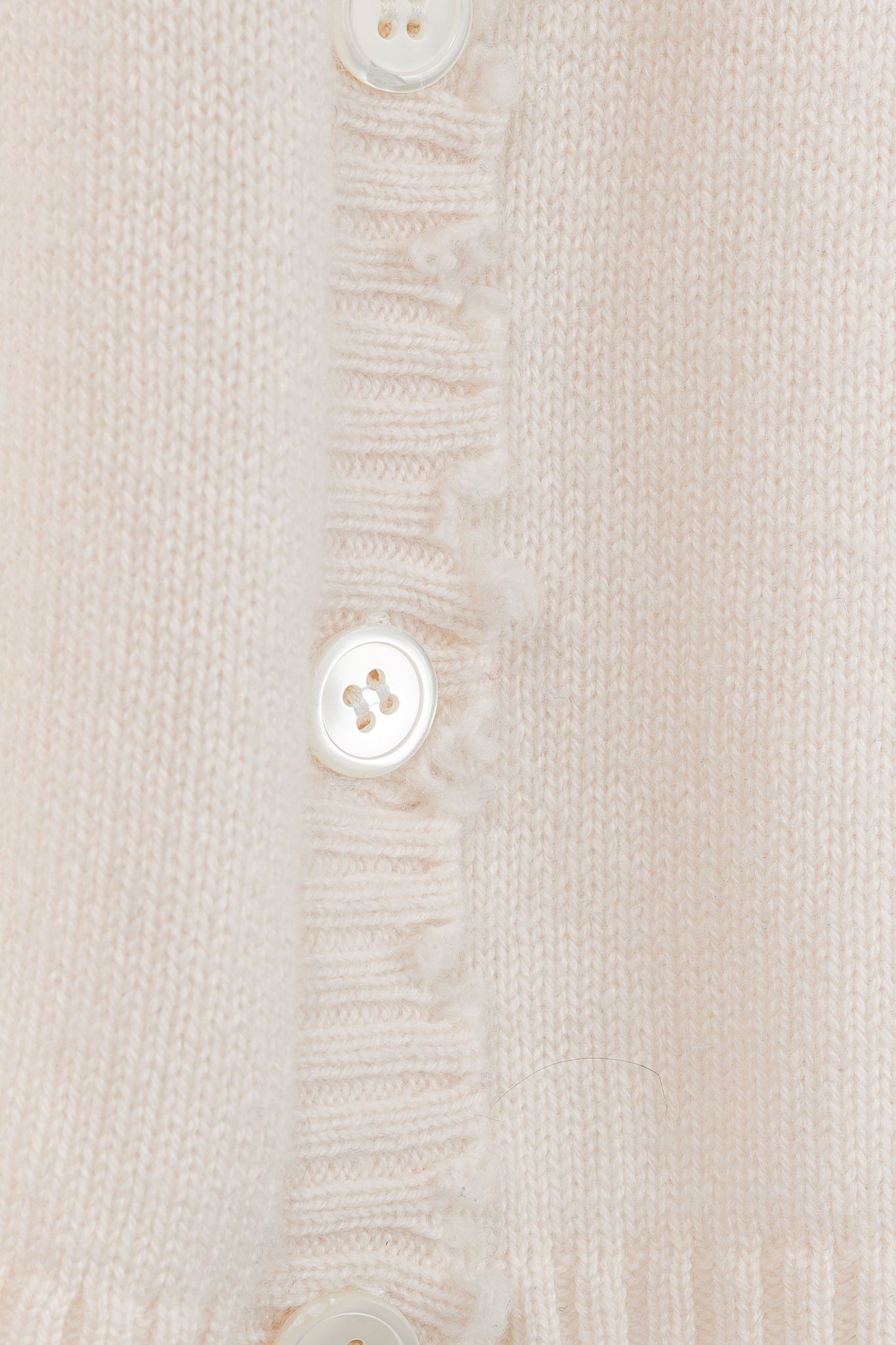 Allude Cream Wool & Cashmere Distressed V-Neck Cardigan