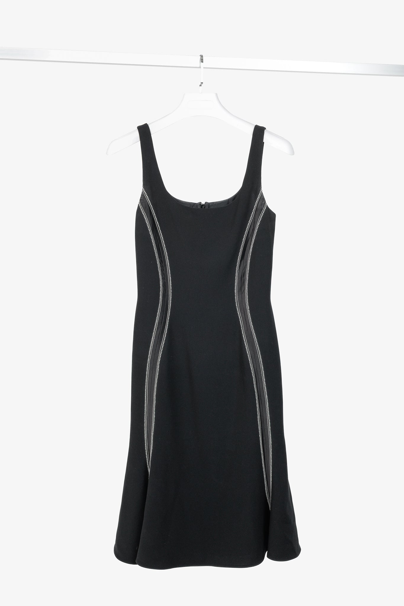 Altuzarra Sophia Black Crepe Satin-Trim Fluted-Hem Midi Dress