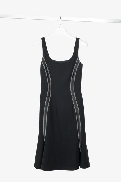 Altuzarra Sophia Black Crepe Satin-Trim Fluted-Hem Midi Dress