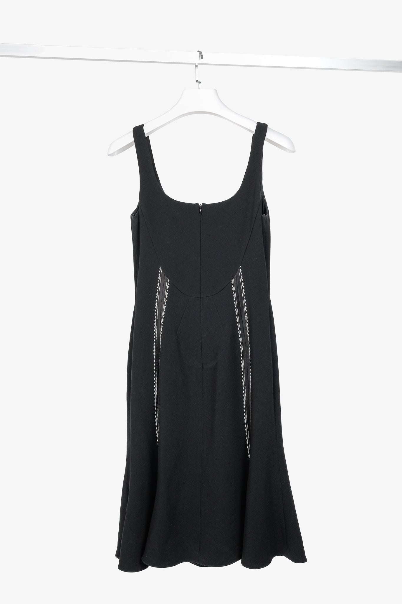 Altuzarra Sophia Black Crepe Satin-Trim Fluted-Hem Midi Dress