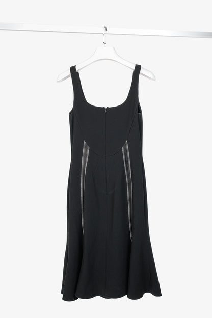 Altuzarra Sophia Black Crepe Satin-Trim Fluted-Hem Midi Dress