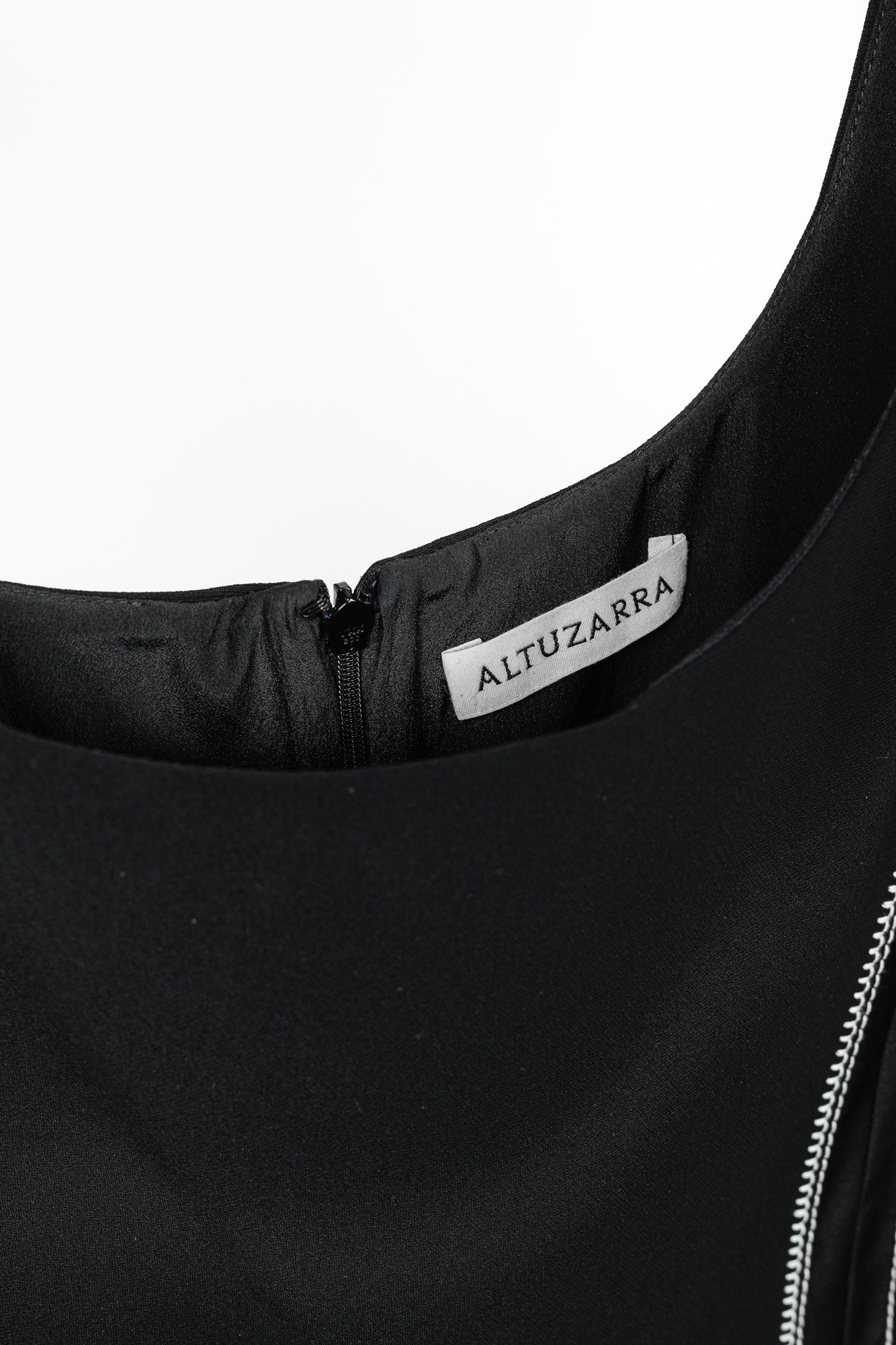Altuzarra Sophia Black Crepe Satin-Trim Fluted-Hem Midi Dress