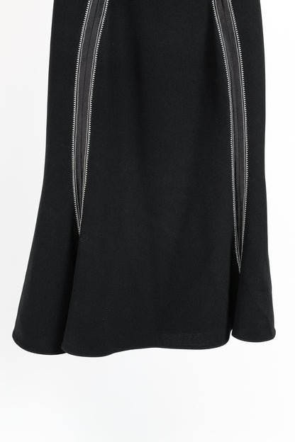 Altuzarra Sophia Black Crepe Satin-Trim Fluted-Hem Midi Dress