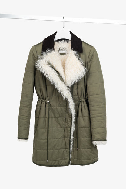 Altuzarra PF/15 Green Cotton Quilted Lamb-Fur Coat