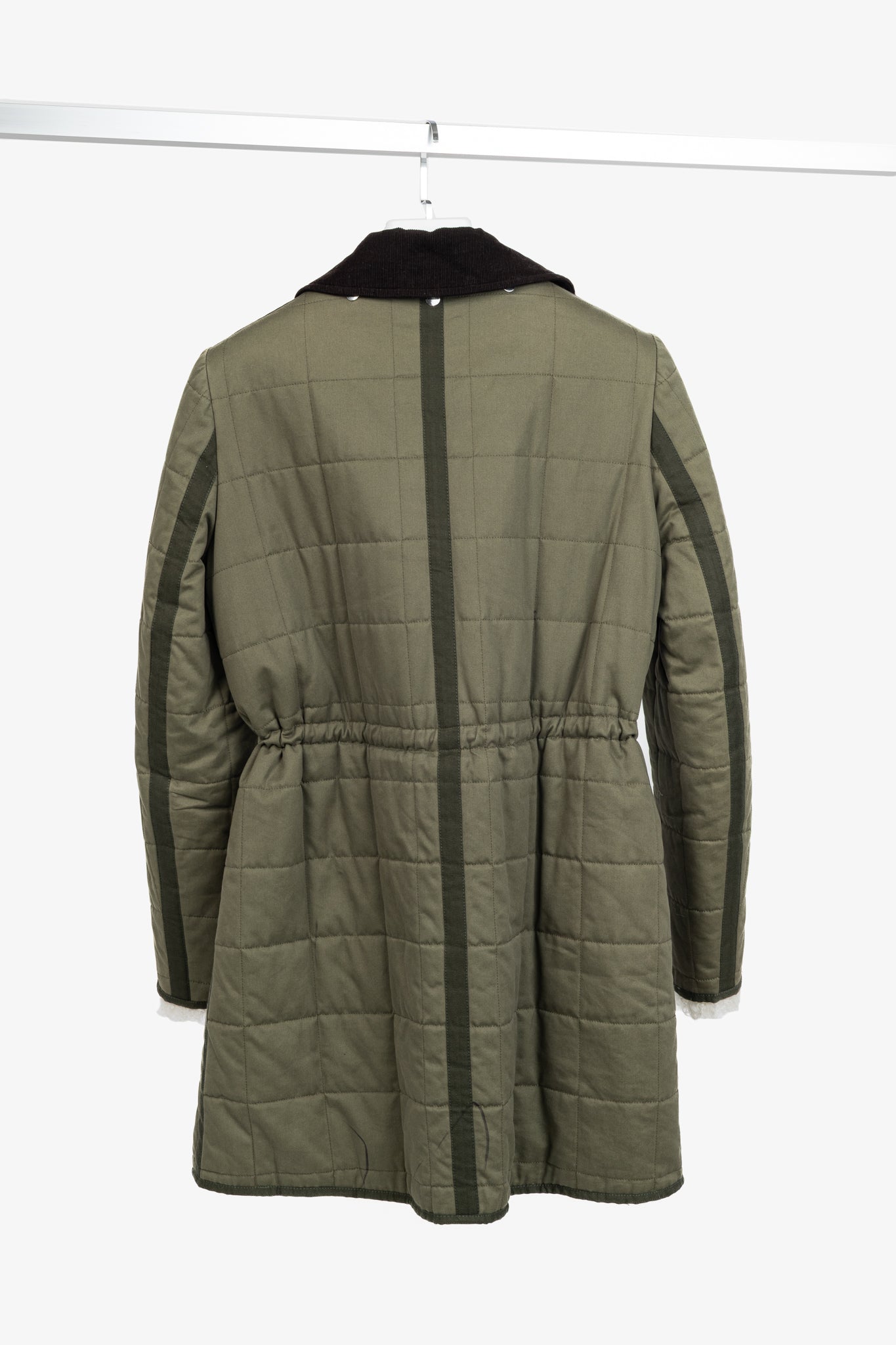 Altuzarra PF/15 Green Cotton Quilted Lamb-Fur Coat
