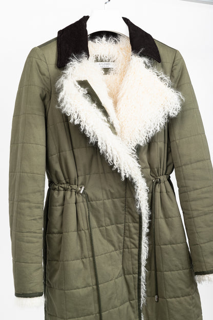 Altuzarra PF/15 Green Cotton Quilted Lamb-Fur Coat