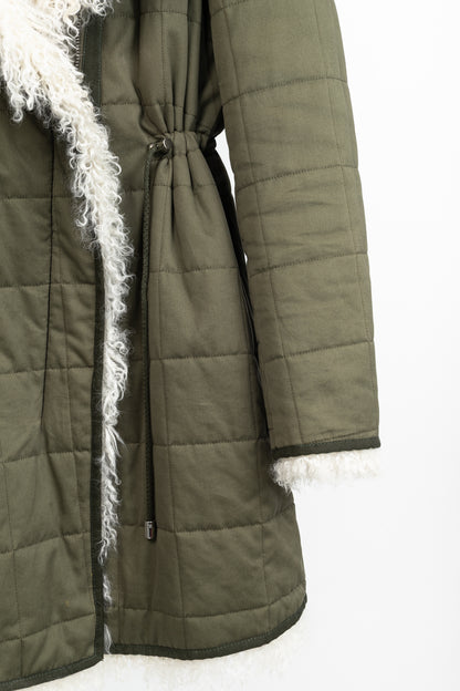 Altuzarra PF/15 Green Cotton Quilted Lamb-Fur Coat