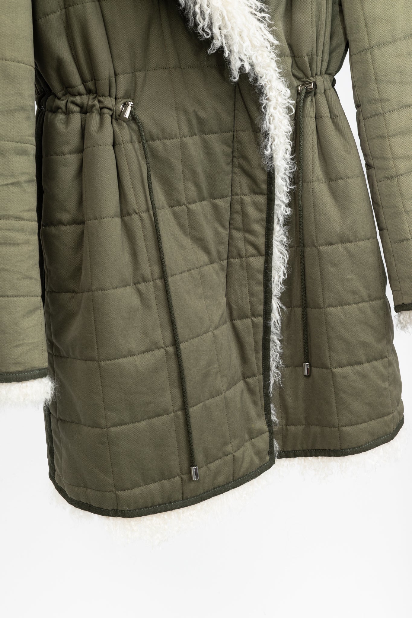 Altuzarra PF/15 Green Cotton Quilted Lamb-Fur Coat