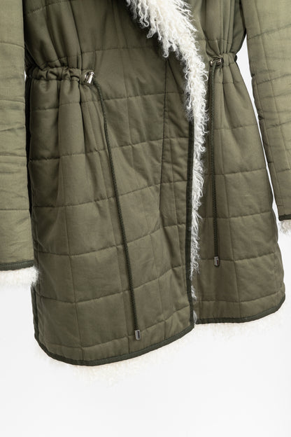 Altuzarra PF/15 Green Cotton Quilted Lamb-Fur Coat