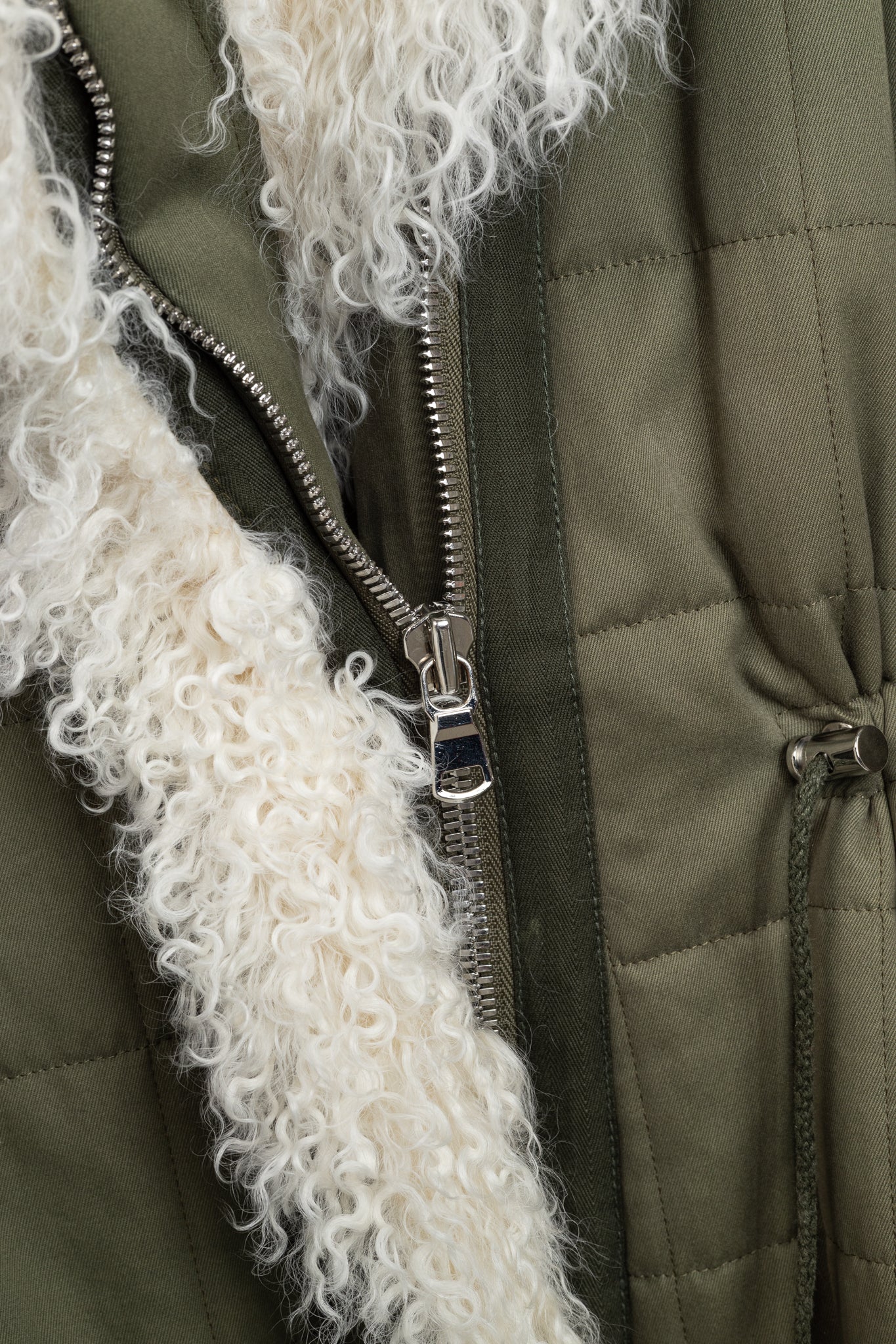 Altuzarra PF/15 Green Cotton Quilted Lamb-Fur Coat