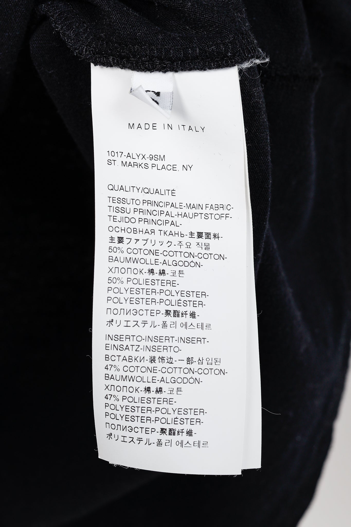 1017 ALYX 9SM AW/20 Black Visual "Reality Systems" Short Sleeve T-Shirt