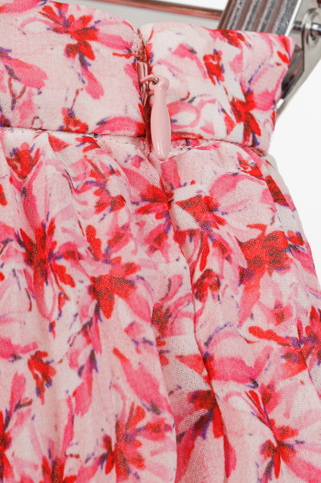Amur Paisley Pink Floral Pleated Tiered Midi Skirt
