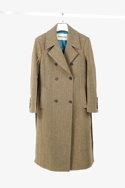 Andersson Bell Chloe Brown Herringbone Back Pleats Coat
