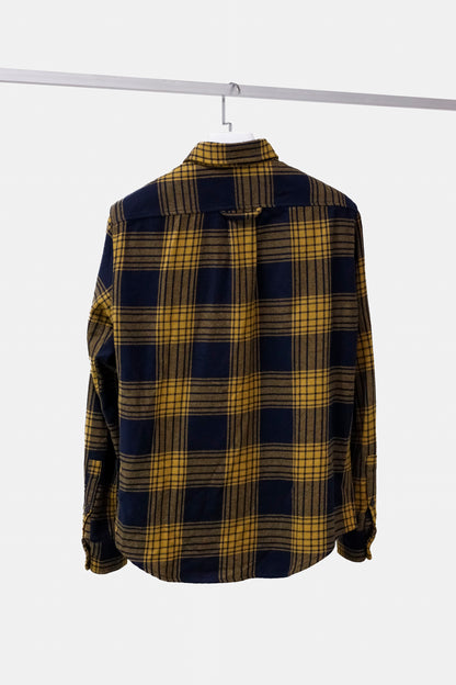 ANIÁN Yellow and Navy Plaid Flannel Shirt