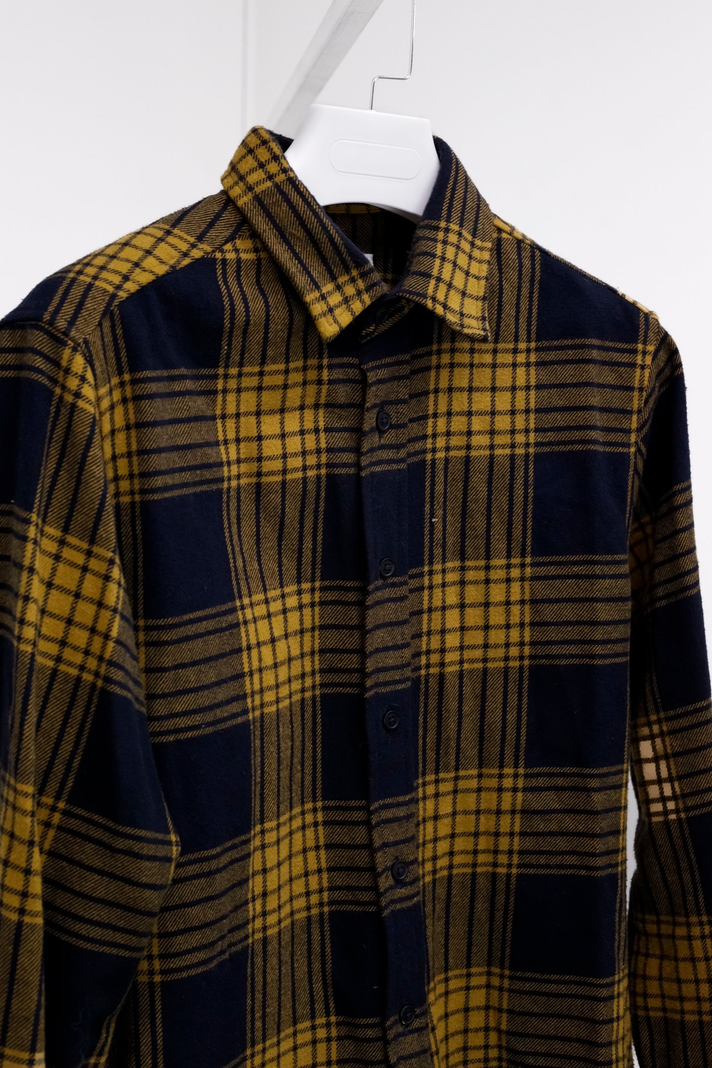 ANIÁN Yellow and Navy Plaid Flannel Shirt