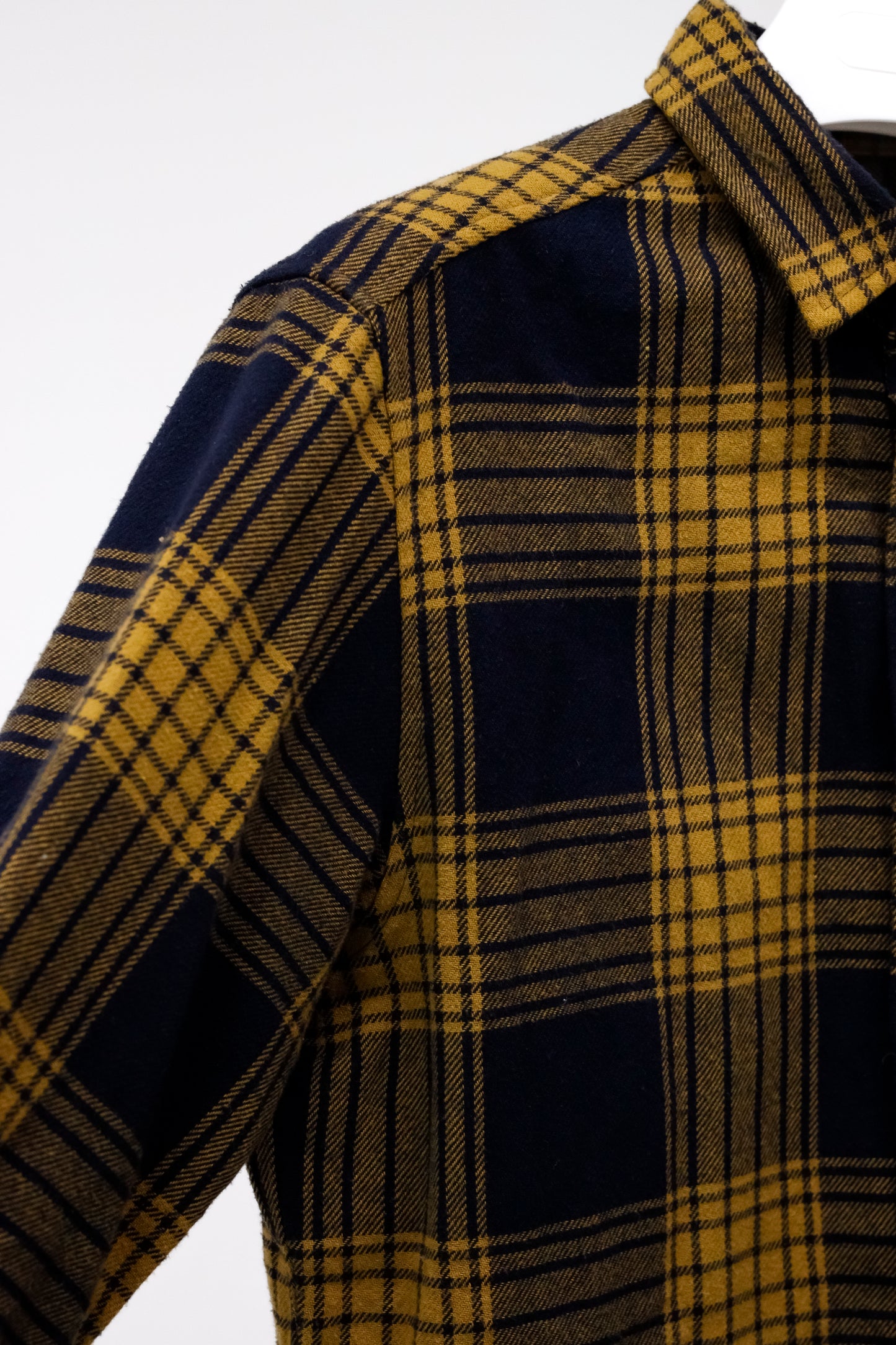 ANIÁN Yellow and Navy Plaid Flannel Shirt