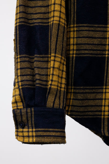 ANIÁN Yellow and Navy Plaid Flannel Shirt