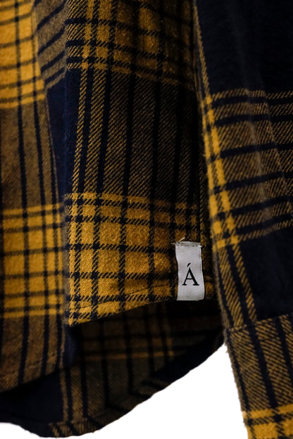 ANIÁN Yellow and Navy Plaid Flannel Shirt