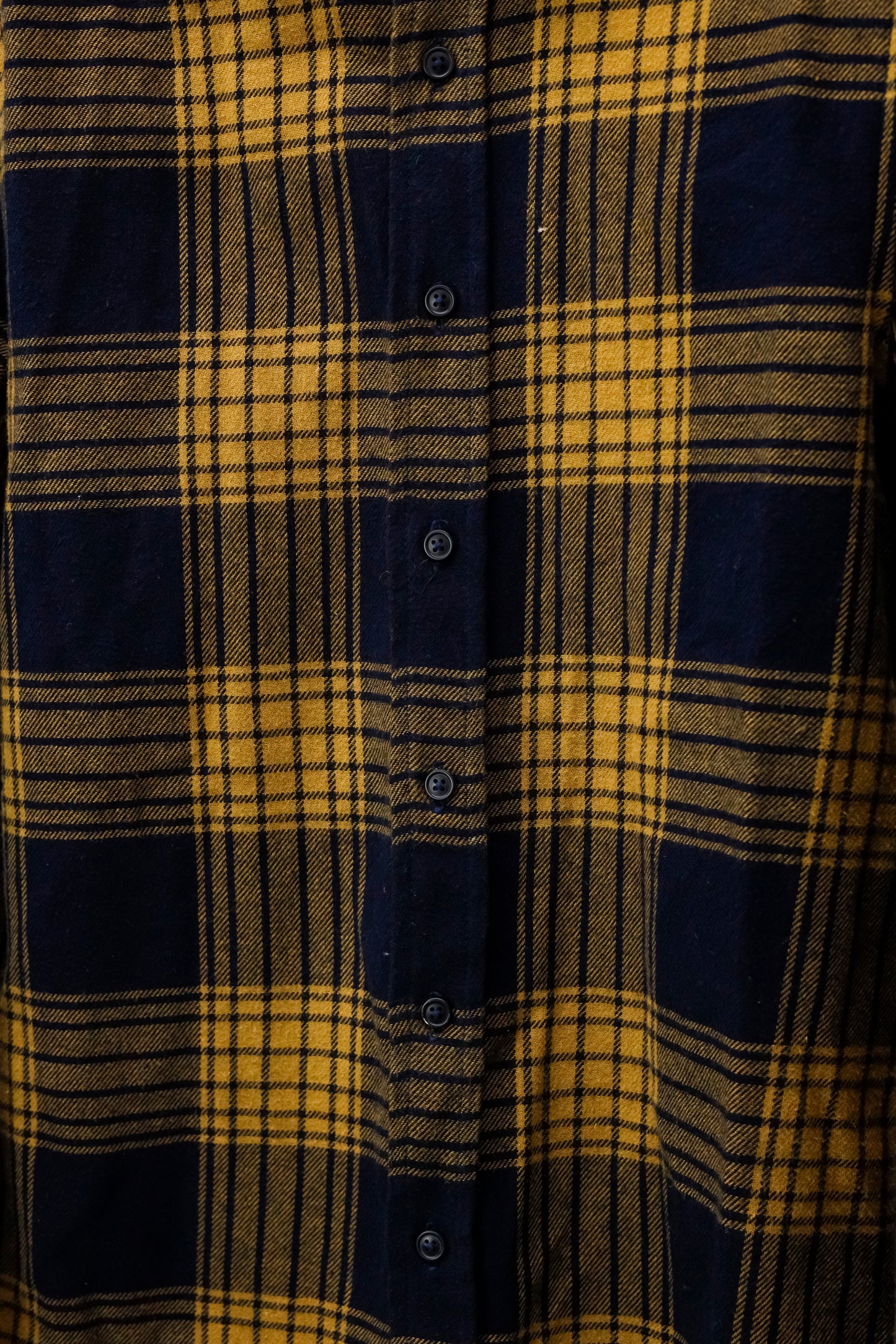 ANIÁN Yellow and Navy Plaid Flannel Shirt