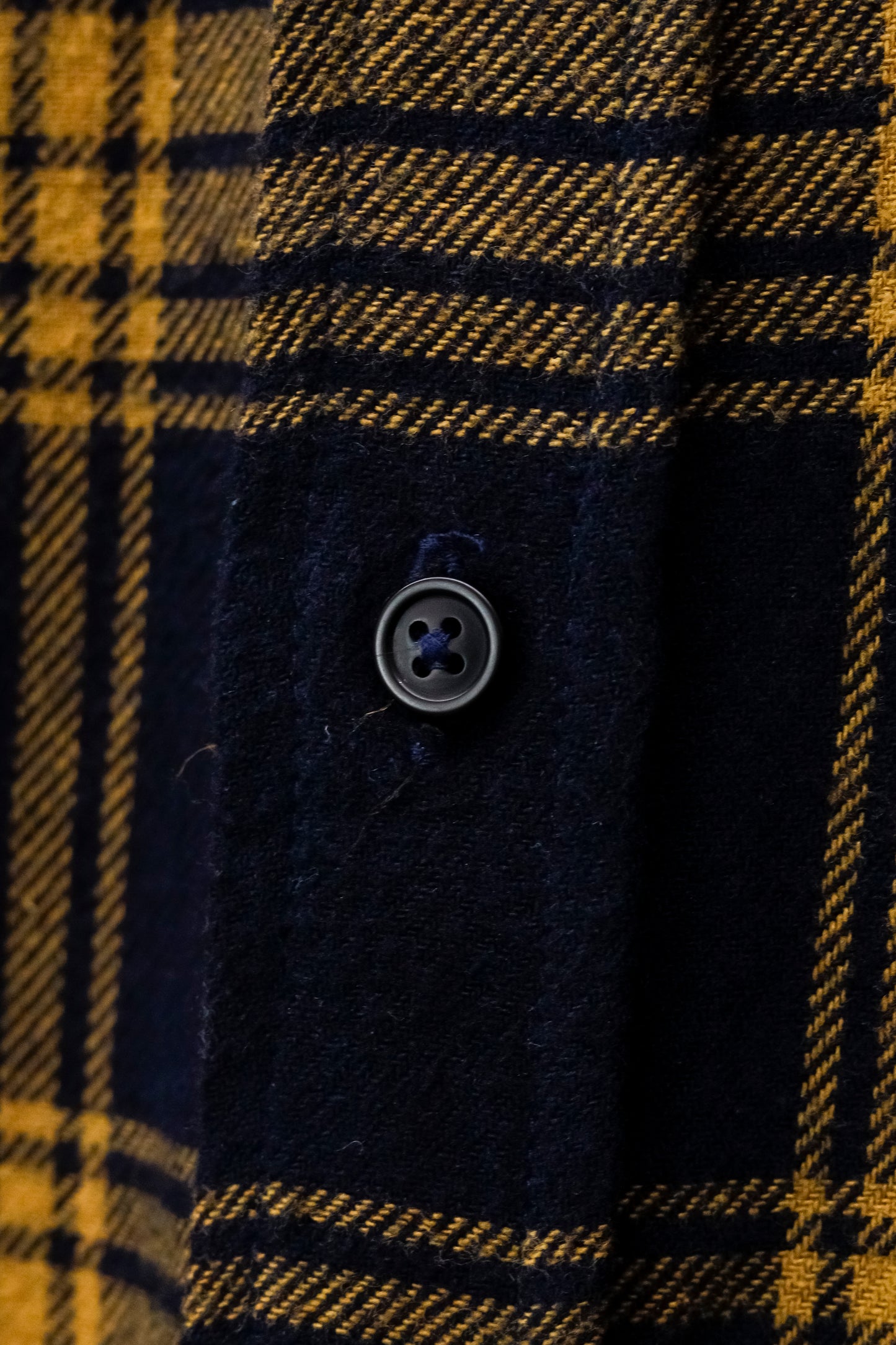 ANIÁN Yellow and Navy Plaid Flannel Shirt