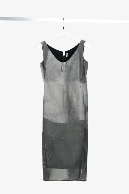 Annette Gortz SS/15 Dial Grey Graphic-Print Midi Dress