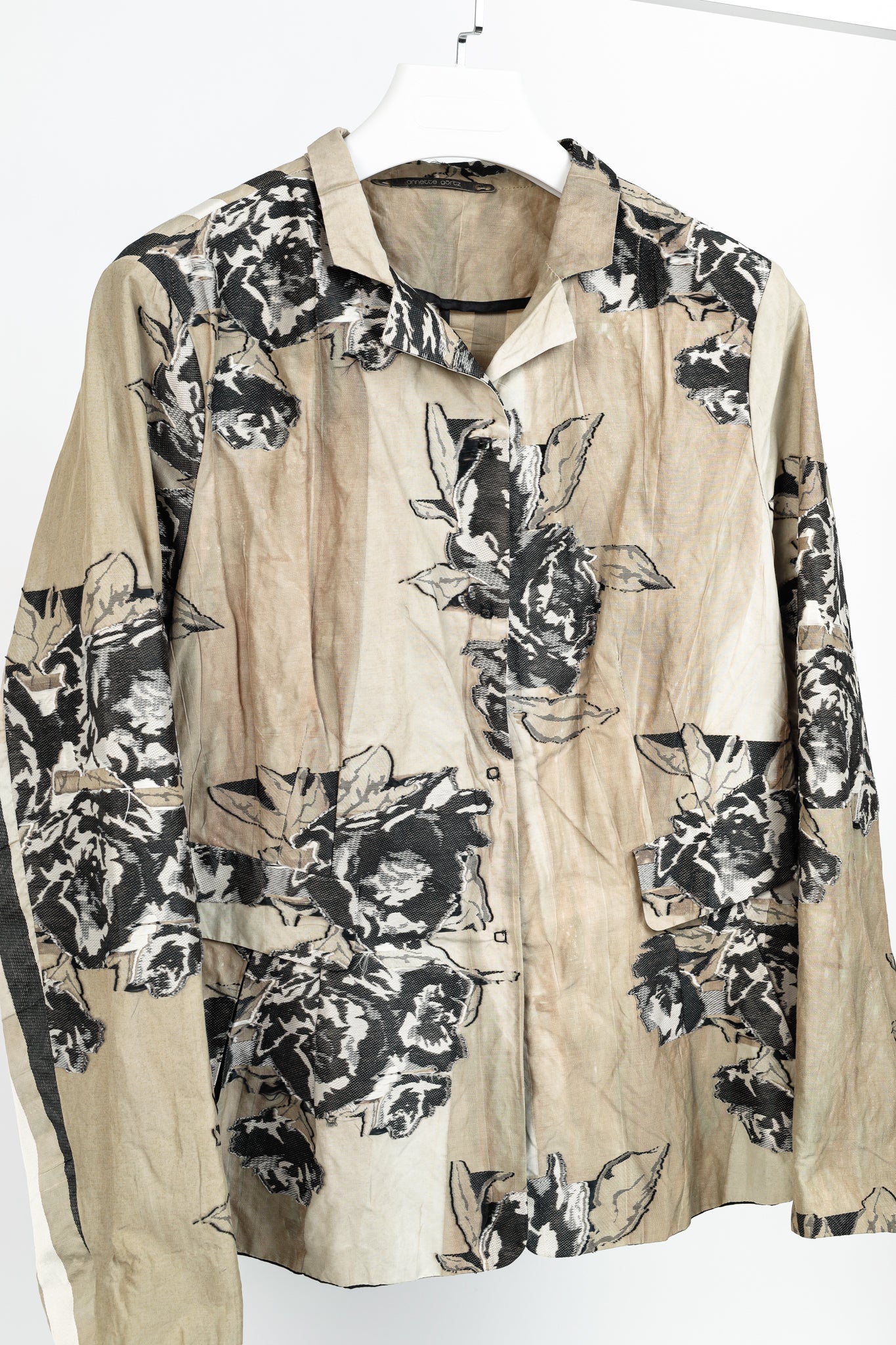 Annette Gortz SS/17 Minda Taupe Floral-Jacquard Blazer