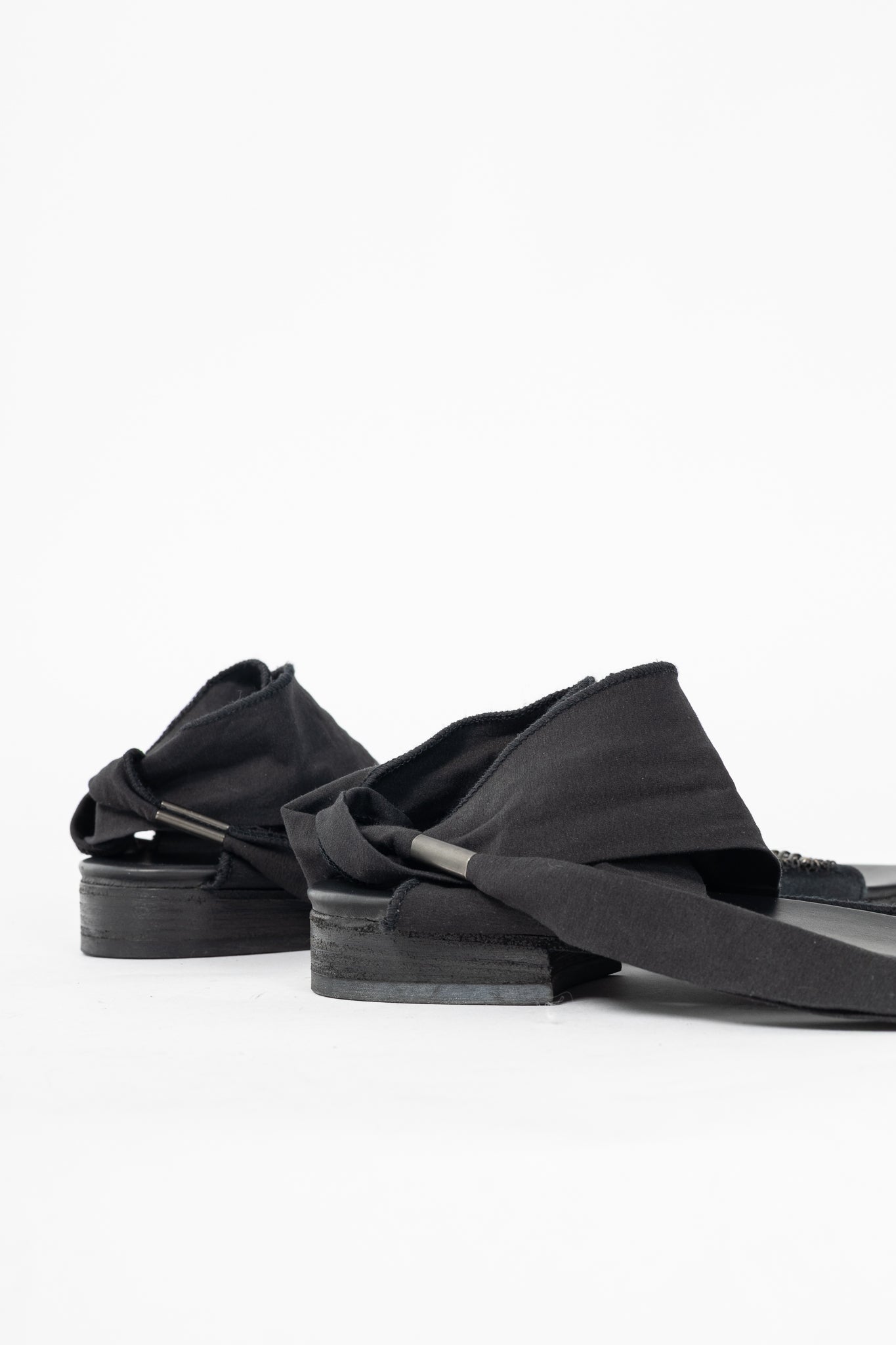 Annette Gortz Black Chain & Bead-Embellished Tie Sandals