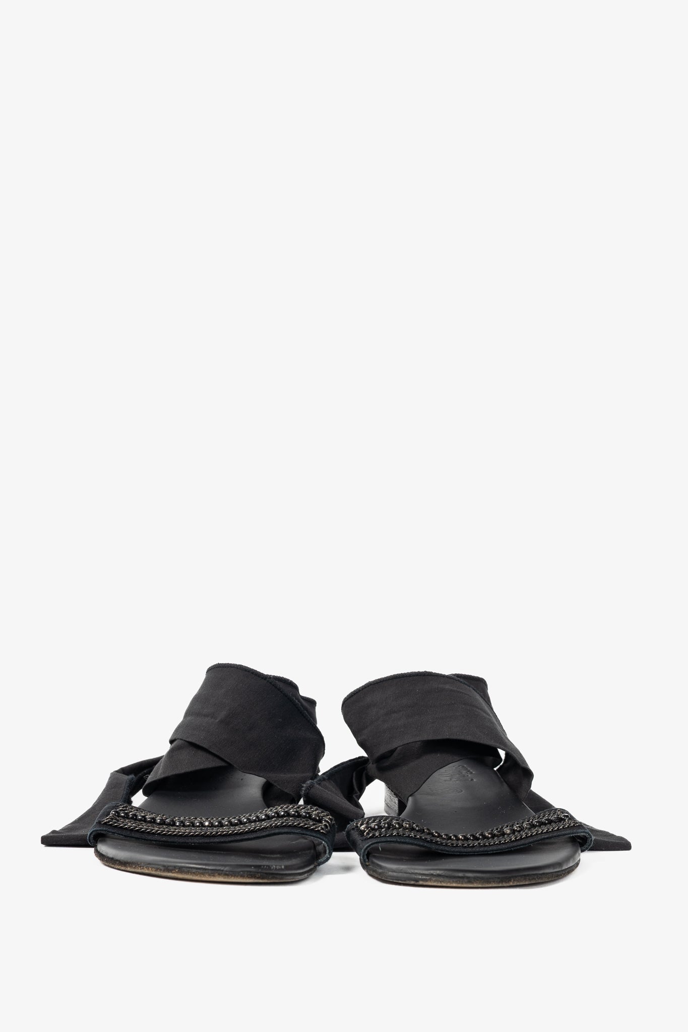Annette Gortz Black Chain & Bead-Embellished Tie Sandals