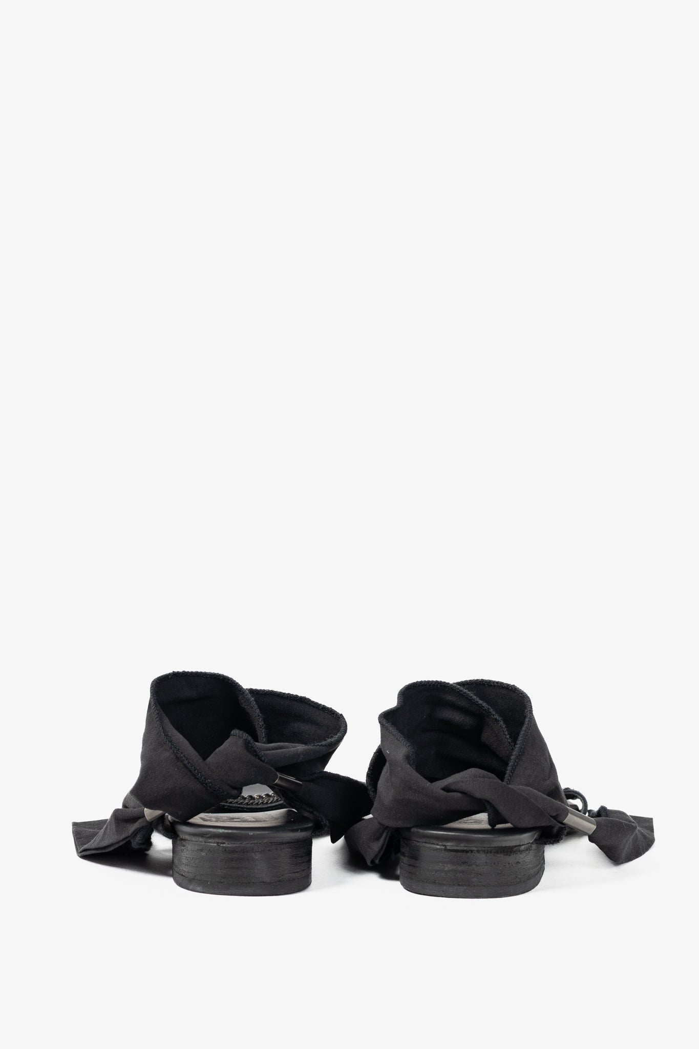 Annette Gortz Black Chain & Bead-Embellished Tie Sandals