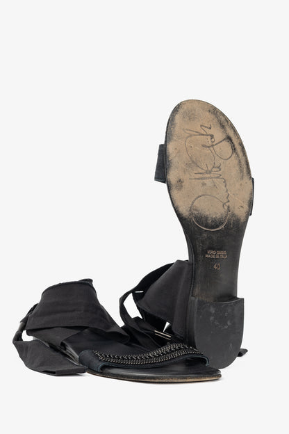 Annette Gortz Black Chain & Bead-Embellished Tie Sandals