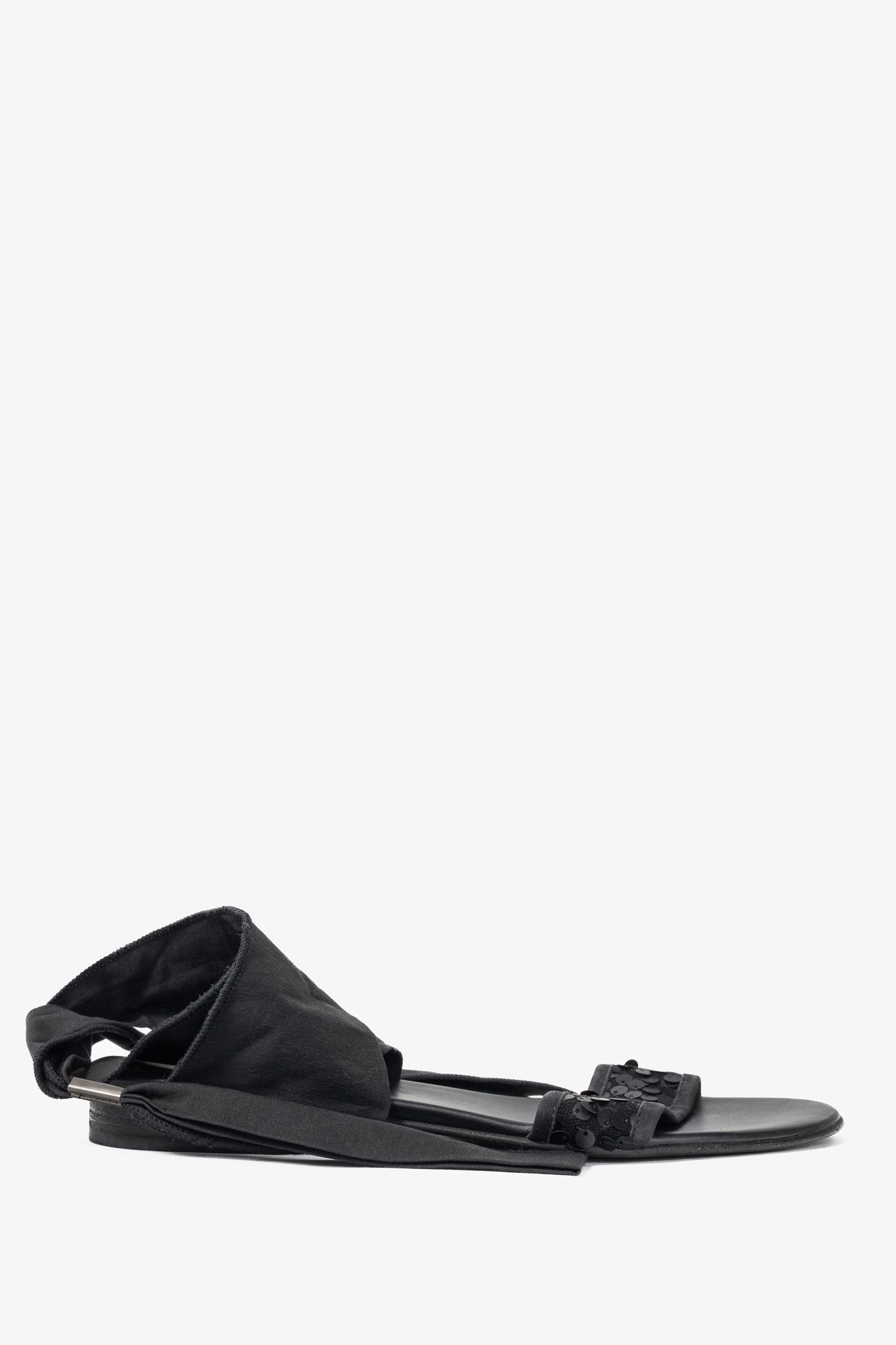 Annette Gortz Black Sequin-Embellished Tie Sandals