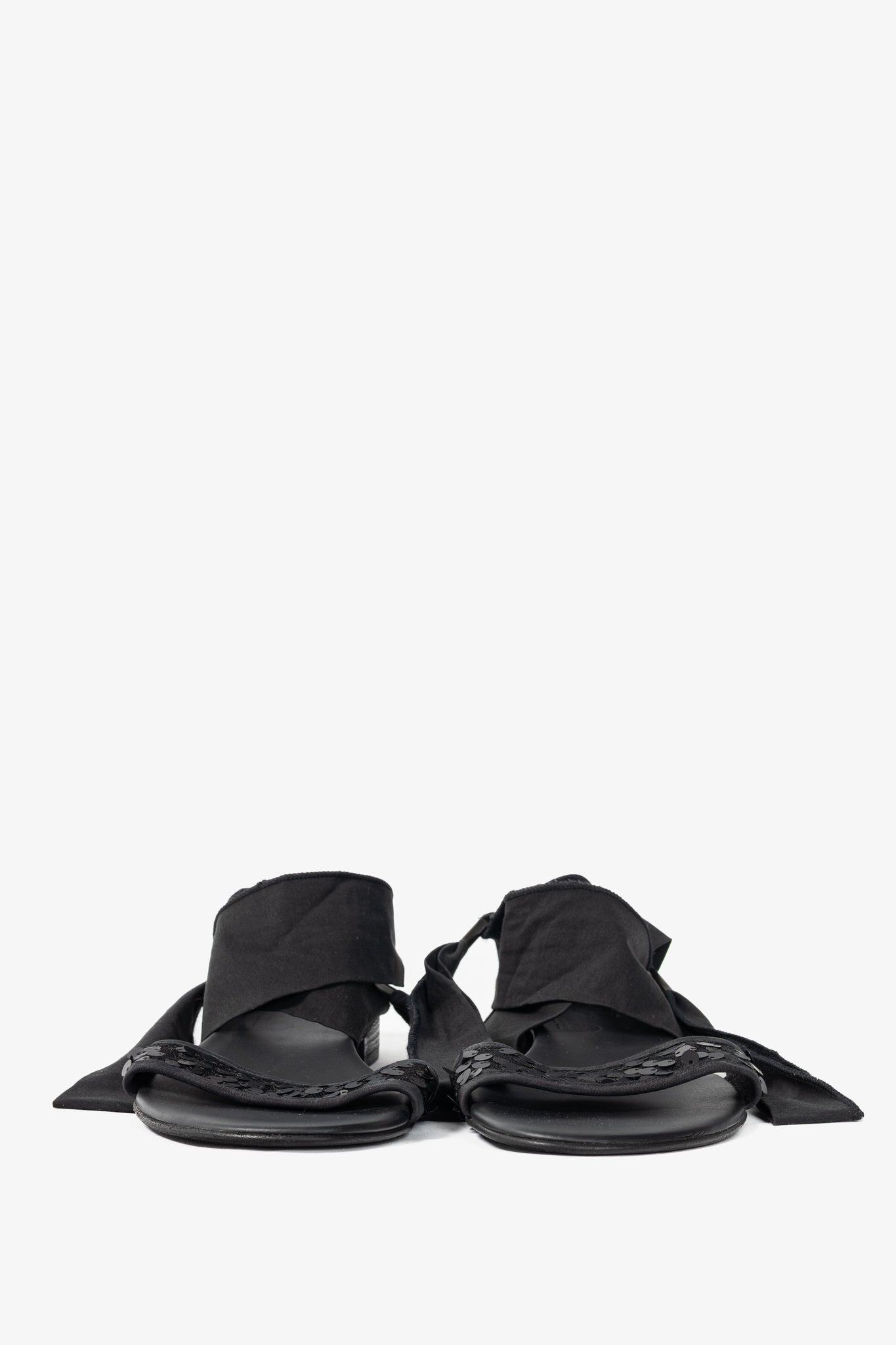 Annette Gortz Black Sequin-Embellished Tie Sandals