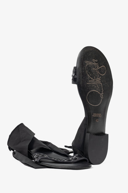 Annette Gortz Black Sequin-Embellished Tie Sandals