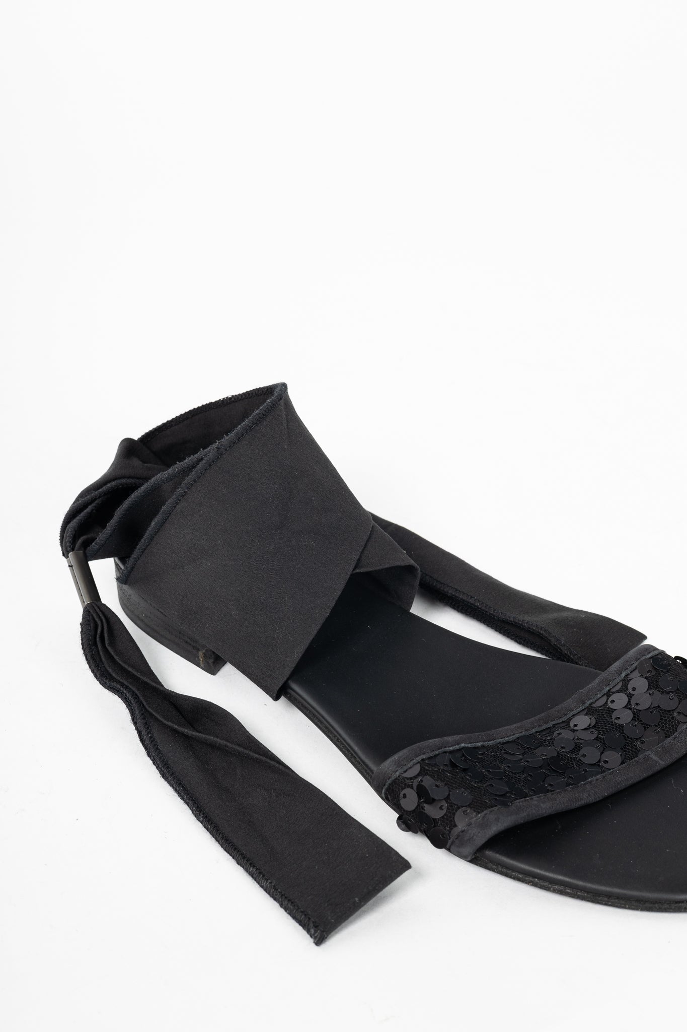 Annette Gortz Black Sequin-Embellished Tie Sandals