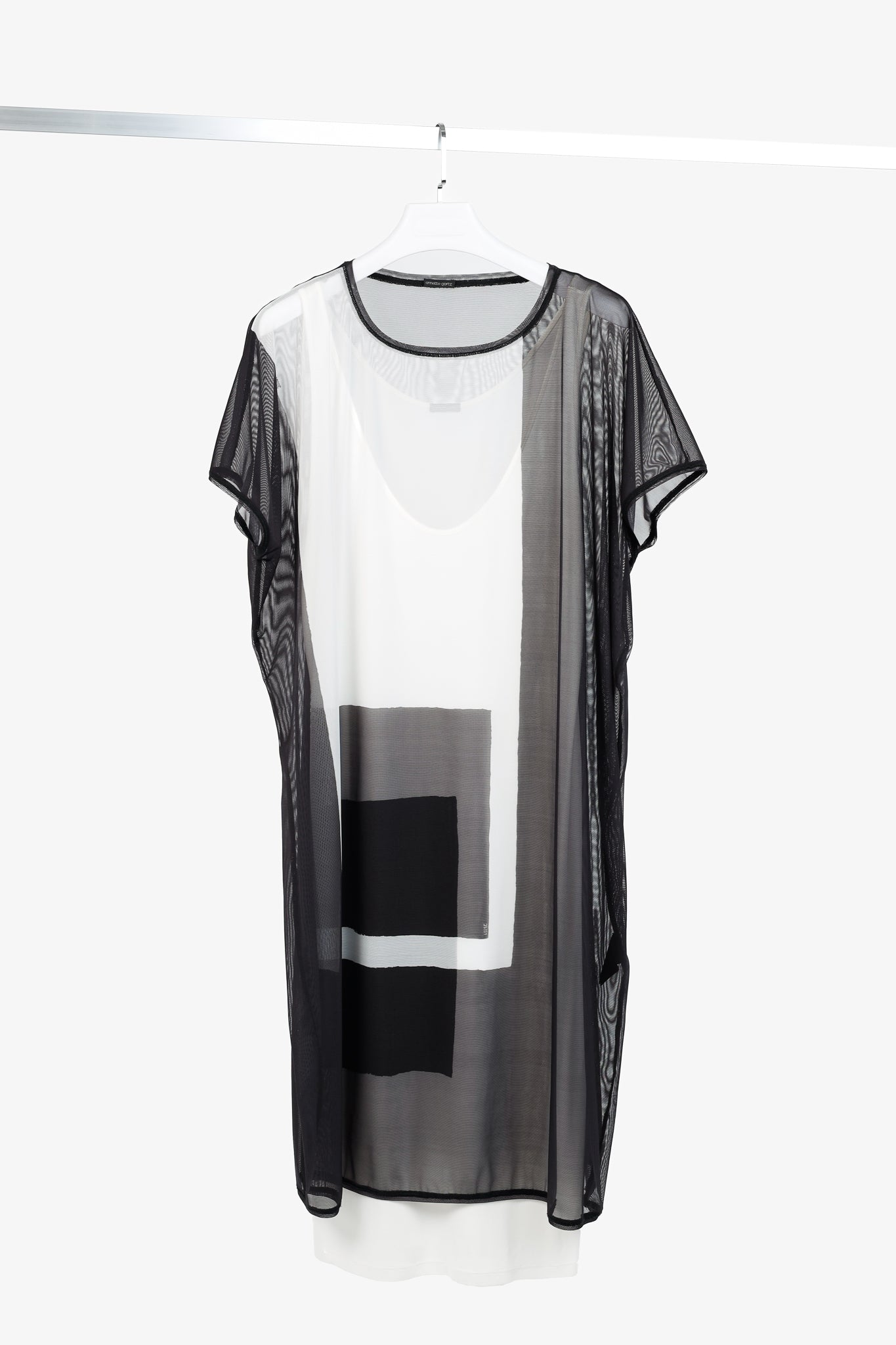 Annette Gortz SS/20 Balu Black Mesh Geometric-Print Midi Dress