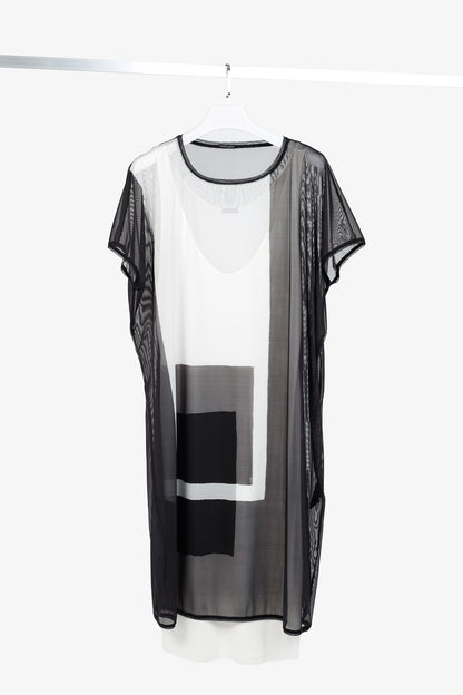 Annette Gortz SS/20 Balu Black Mesh Geometric-Print Midi Dress
