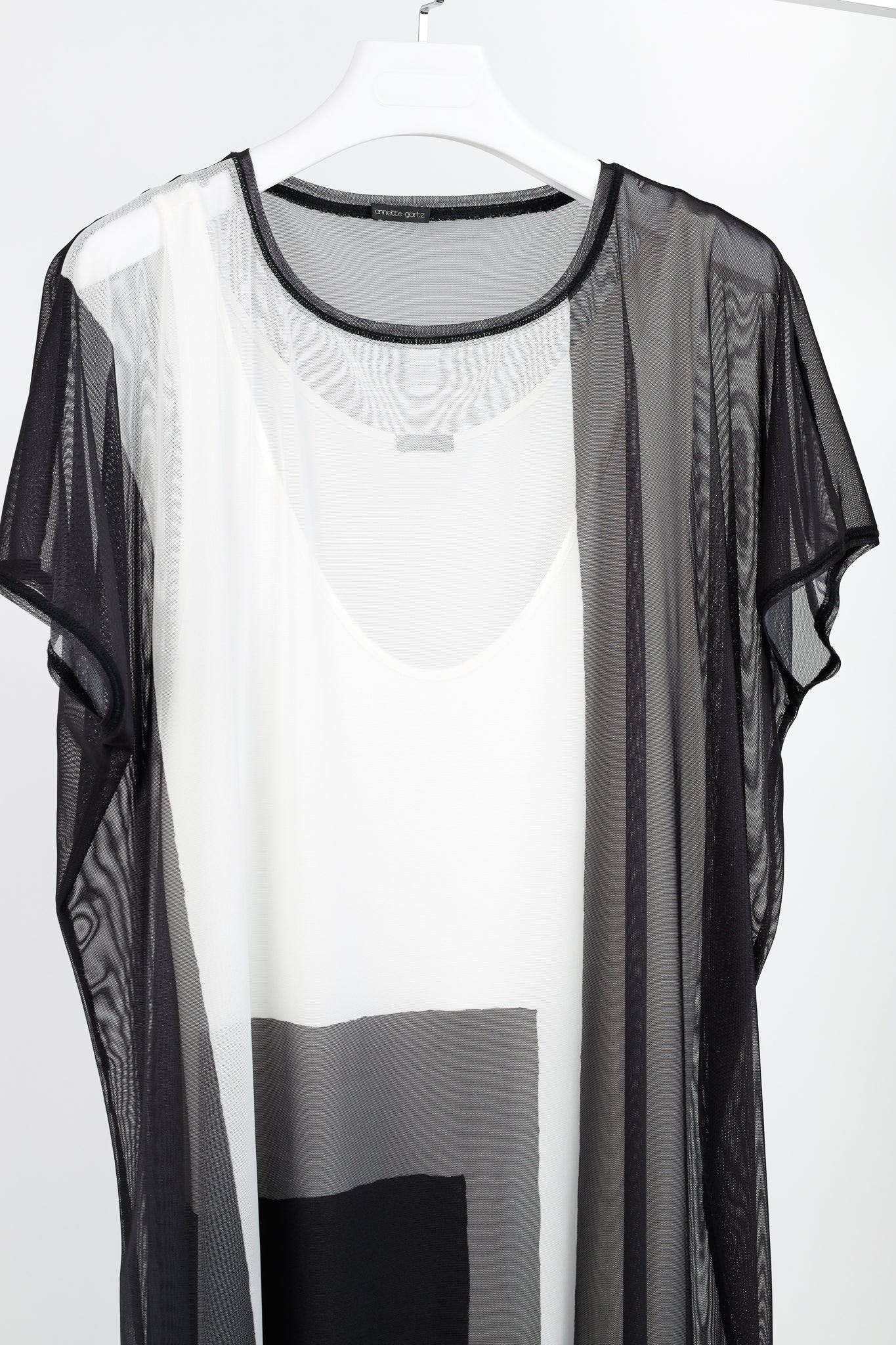 Annette Gortz SS/20 Balu Black Mesh Geometric-Print Midi Dress