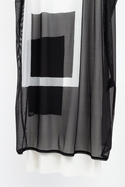 Annette Gortz SS/20 Balu Black Mesh Geometric-Print Midi Dress