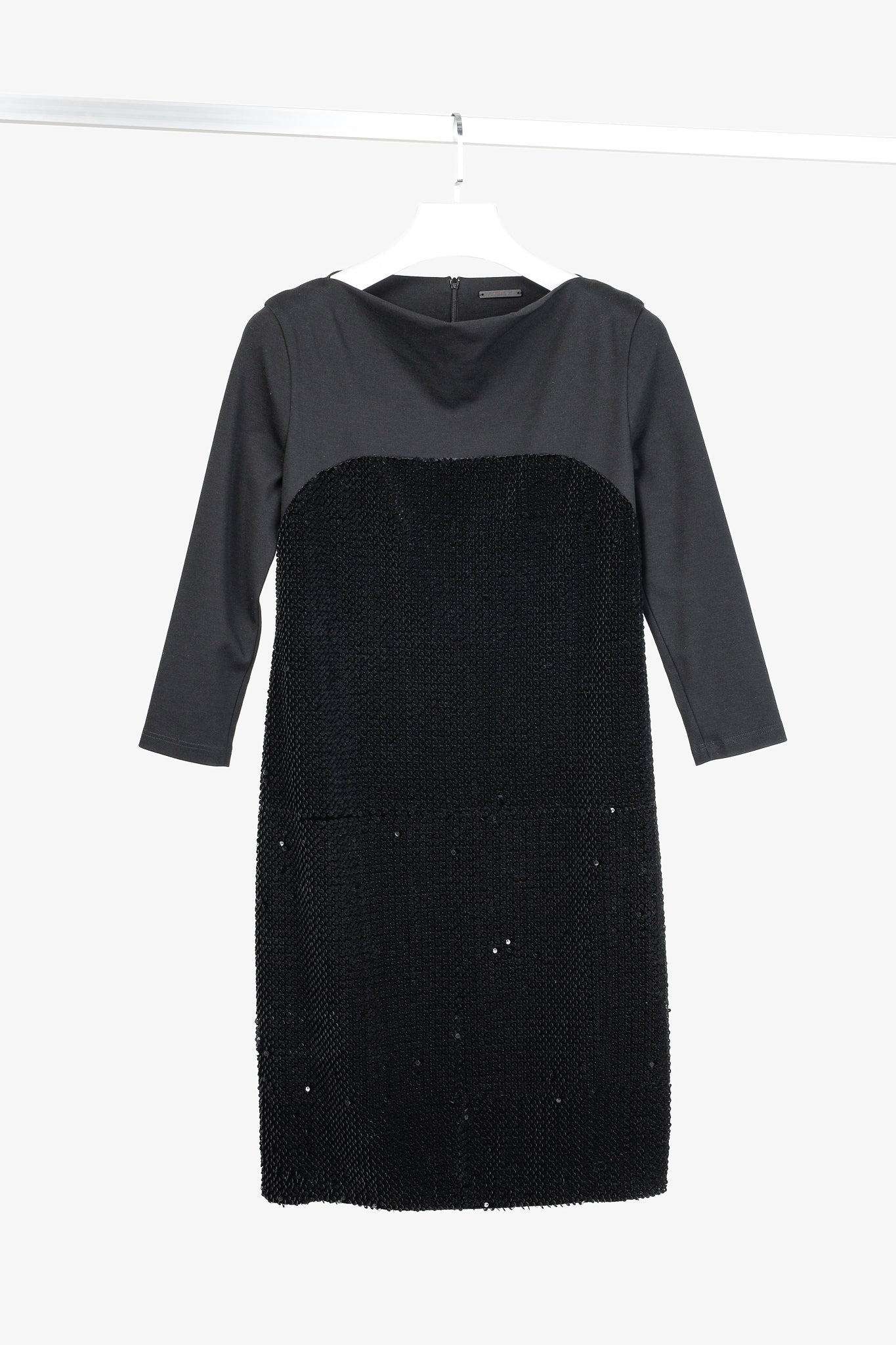 Annette Gortz AW/14 Siri Black Velvet-Sequin 3/4 Sleeve Dress