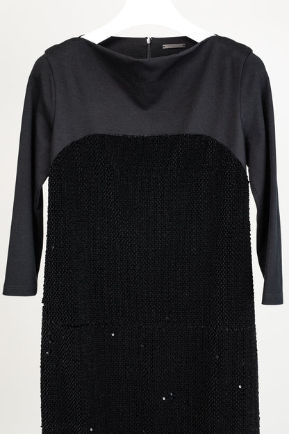 Annette Gortz AW/14 Siri Black Velvet-Sequin 3/4 Sleeve Dress