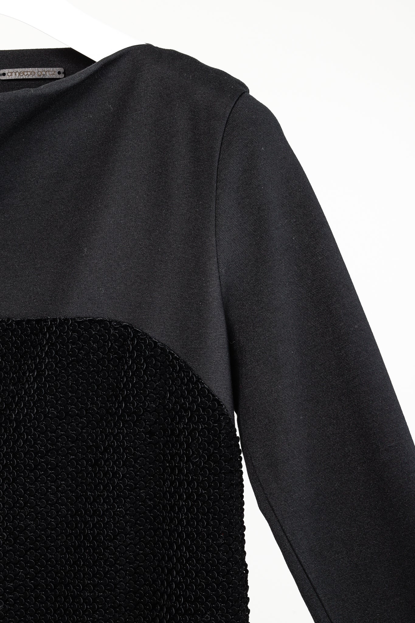 Annette Gortz AW/14 Siri Black Velvet-Sequin 3/4 Sleeve Dress