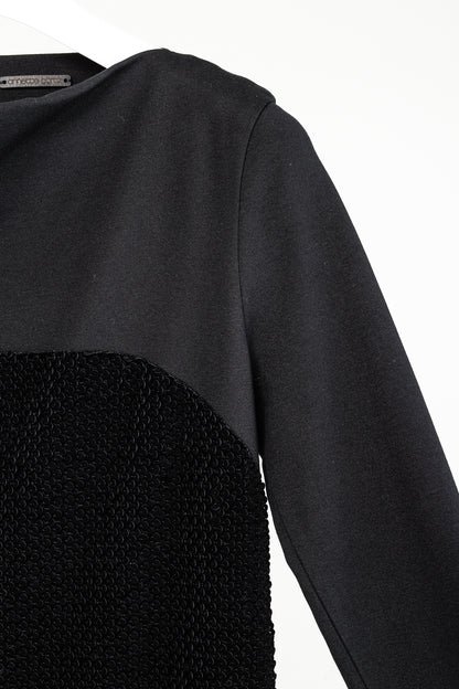 Annette Gortz AW/14 Siri Black Velvet-Sequin 3/4 Sleeve Dress
