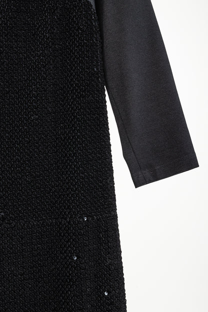 Annette Gortz AW/14 Siri Black Velvet-Sequin 3/4 Sleeve Dress